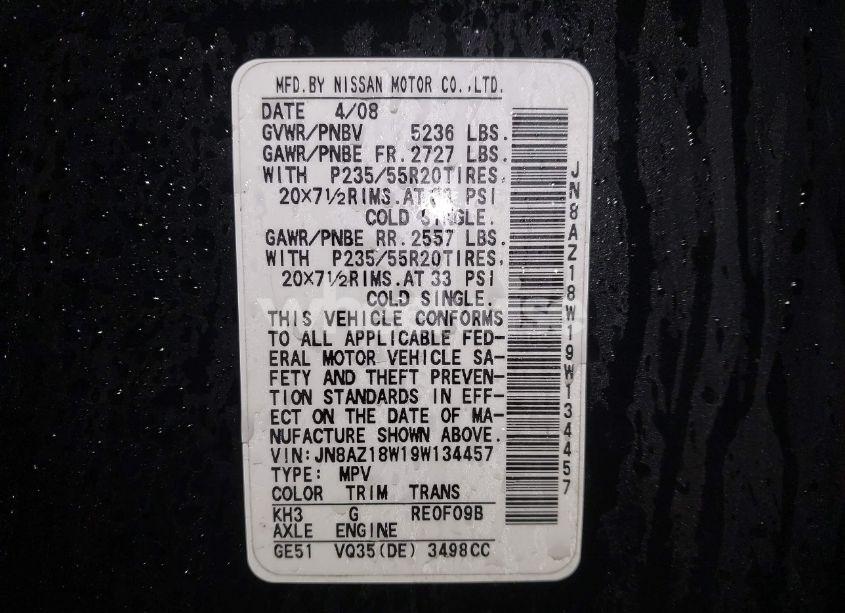 Photo 3 of 2009 Nissan Murano LE (VIN JN8AZ18W19W134457)