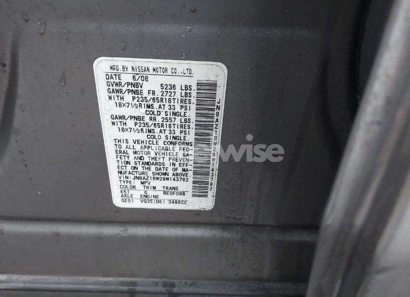 Photo 3 of 2009 Nissan Murano S (VIN JN8AZ18W29W143782)