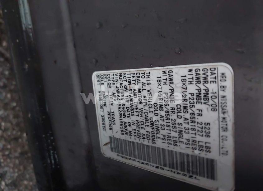 Photo 4 of 2009 Nissan Murano S (VIN JN8AZ18W29W158296)