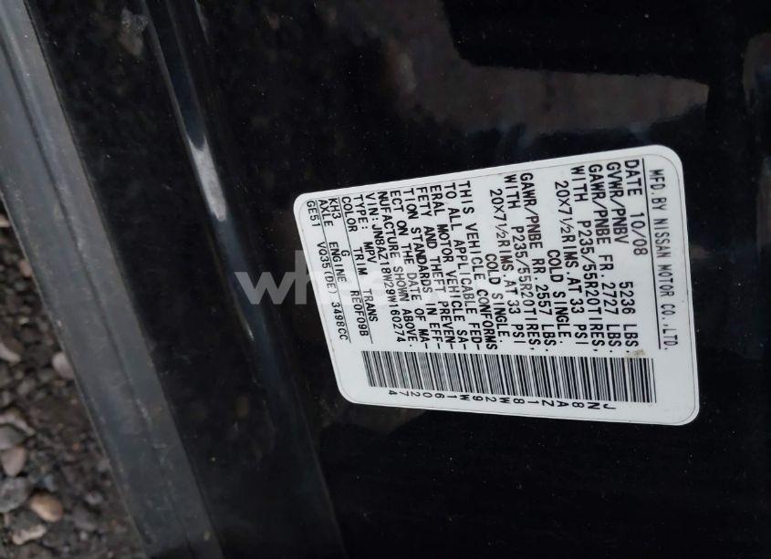 Photo 3 of 2009 Nissan Murano LE (VIN JN8AZ18W29W160274)