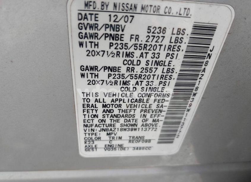 Photo 4 of 2009 Nissan Murano LE (VIN JN8AZ18W39W113772)