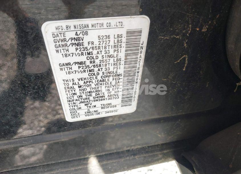 Photo 9 of 2009 Nissan Murano S (VIN JN8AZ18W39W130703)