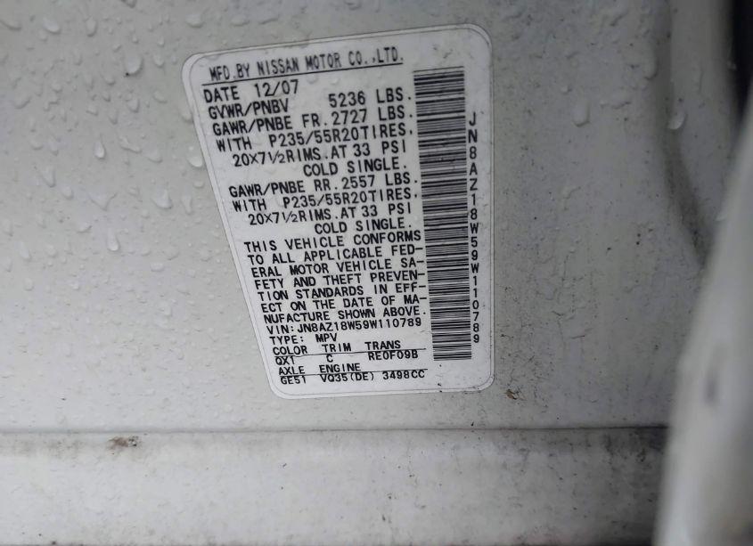 Photo 6 of 2009 Nissan Murano LE (VIN JN8AZ18W59W110789)