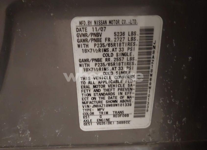 Photo 5 of 2009 Nissan Murano S (VIN JN8AZ18W69W101339)