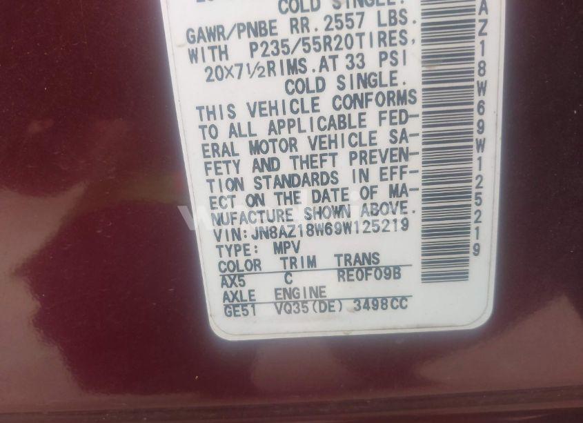 Photo 9 of 2009 Nissan Murano LE (VIN JN8AZ18W69W125219)