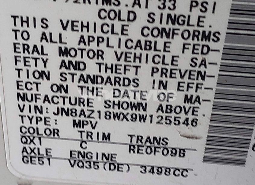 Photo 5 of 2009 Nissan Murano SL (VIN JN8AZ18WX9W125546)