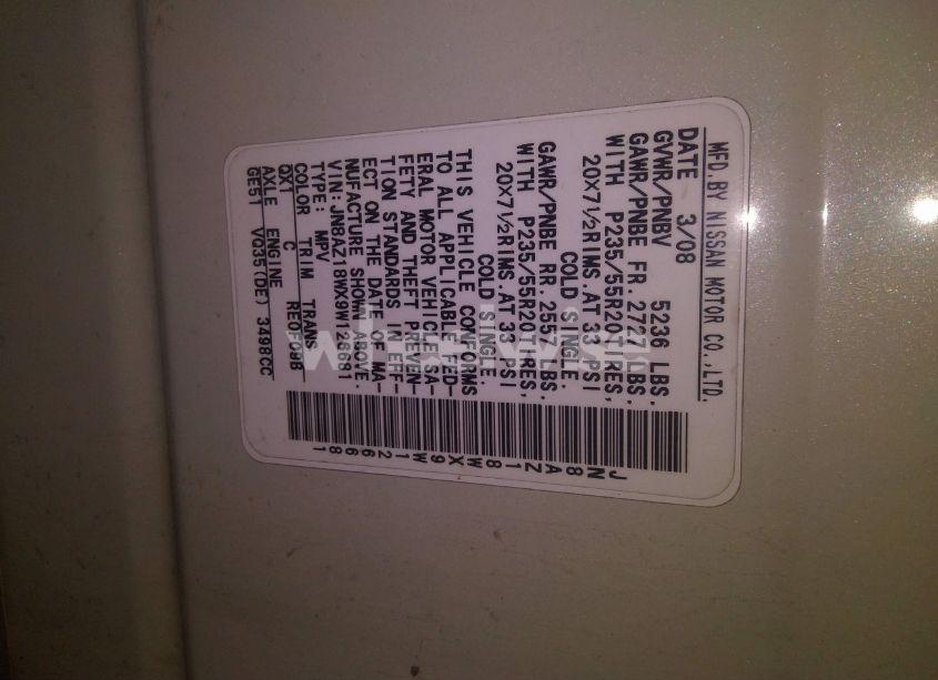 Photo 4 of 2009 Nissan Murano LE (VIN JN8AZ18WX9W126681)