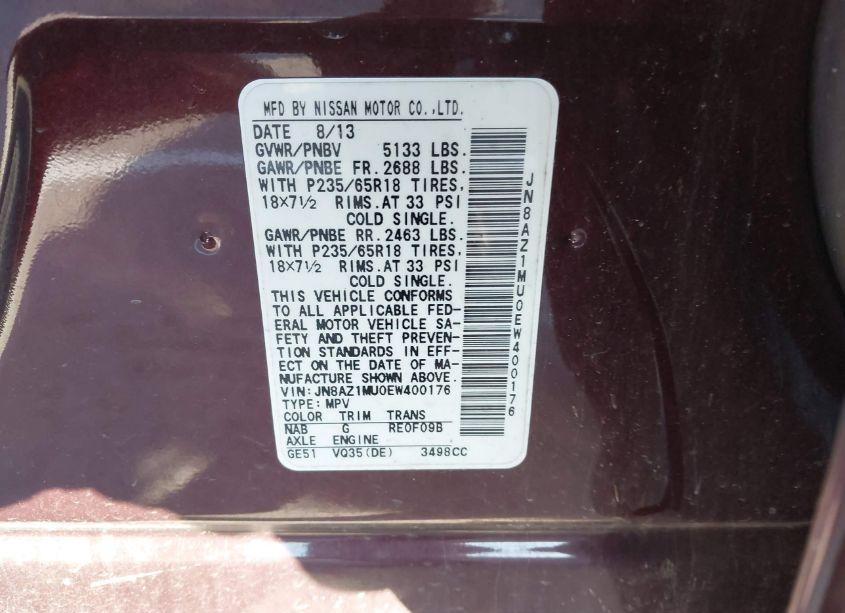 Photo 7 of 2014 Nissan Murano SL (VIN JN8AZ1MU0EW400176)