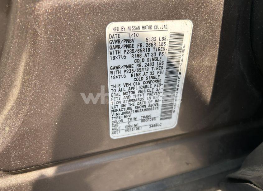 Photo 9 of 2010 Nissan Murano (VIN JN8AZ1MU2AW008276)