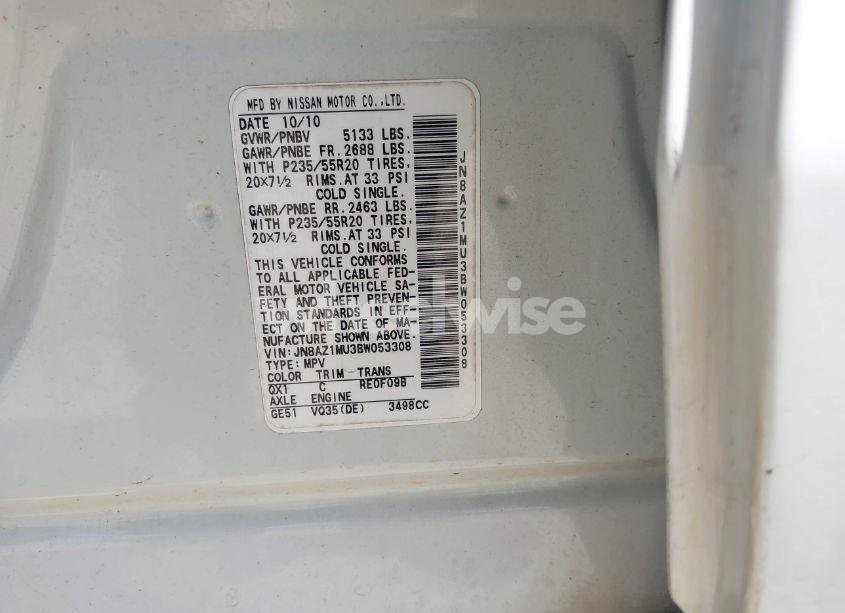 Photo 9 of 2011 Nissan Murano LE (VIN JN8AZ1MU3BW053308)