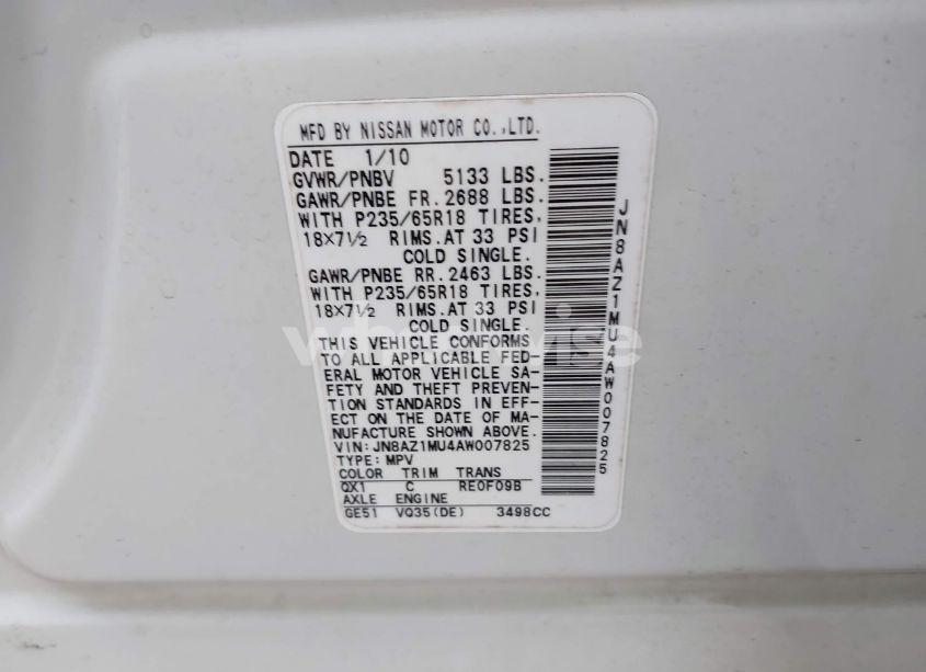 Photo 9 of 2010 Nissan Murano S (VIN JN8AZ1MU4AW007825)