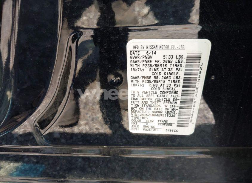 Photo 9 of 2014 Nissan Murano SV (VIN JN8AZ1MU4EW418339)