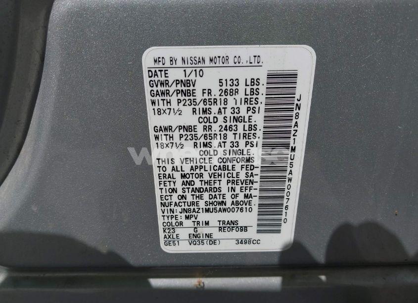 Photo 9 of 2010 Nissan Murano SL (VIN JN8AZ1MU5AW007610)