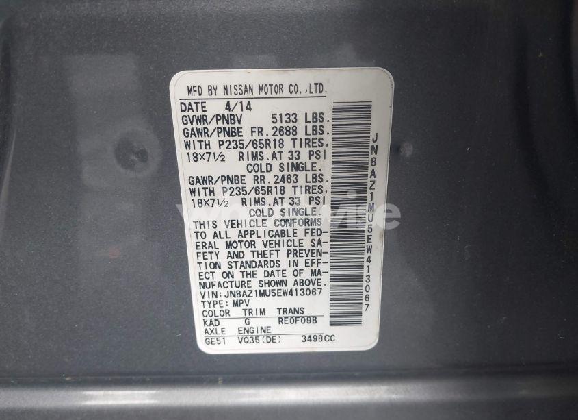 Photo 9 of 2014 Nissan Murano SV (VIN JN8AZ1MU5EW413067)