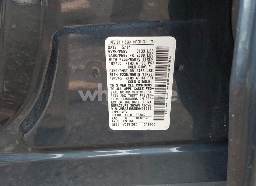 Photo 9 of 2014 Nissan Murano SV (VIN JN8AZ1MU5EW416292)