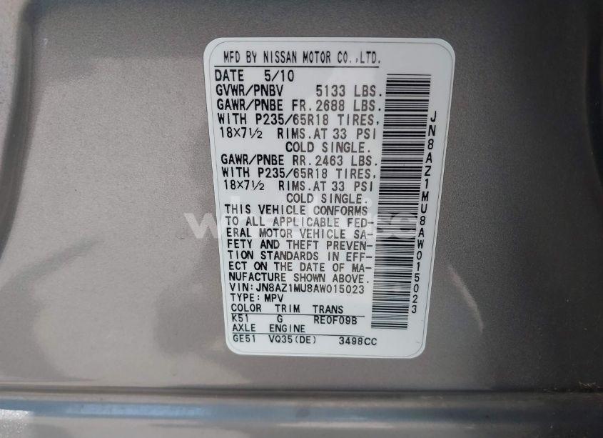 Photo 9 of 2010 Nissan Murano SL (VIN JN8AZ1MU8AW015023)