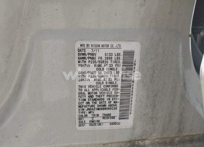 Photo 9 of 2011 Nissan Murano LE (VIN JN8AZ1MU8BW068239)