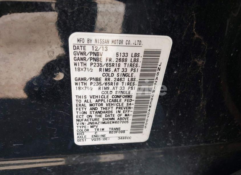 Photo 5 of 2014 Nissan Murano LE/S/SL/SV (VIN JN8AZ1MU8EW407005)