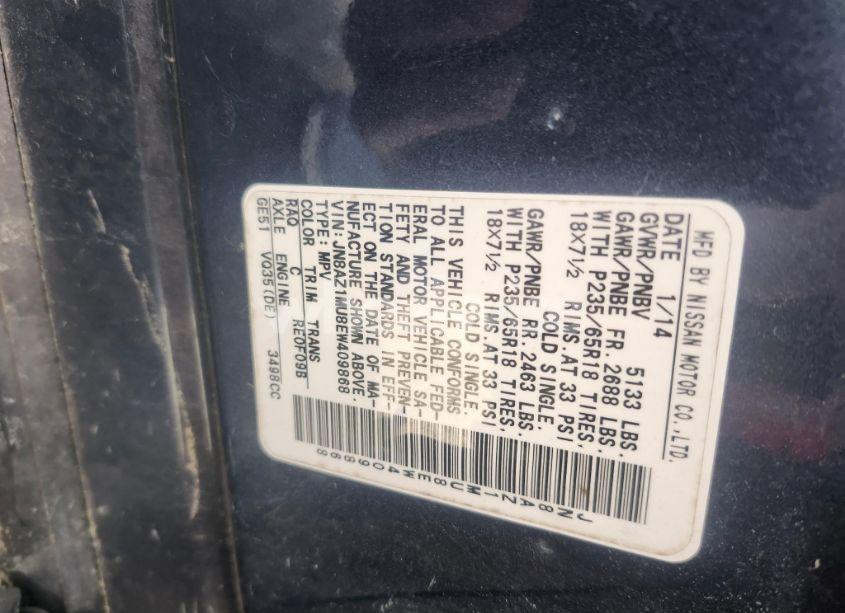 Photo 9 of 2014 Nissan Murano (VIN JN8AZ1MU8EW409868)