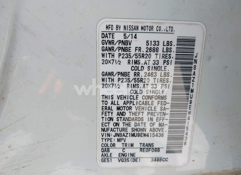 Photo 9 of 2014 Nissan Murano LE (VIN JN8AZ1MU9EW415436)