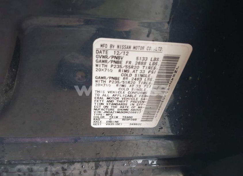 Photo 9 of 2013 Nissan Murano LE (VIN JN8AZ1MUXDW208617)