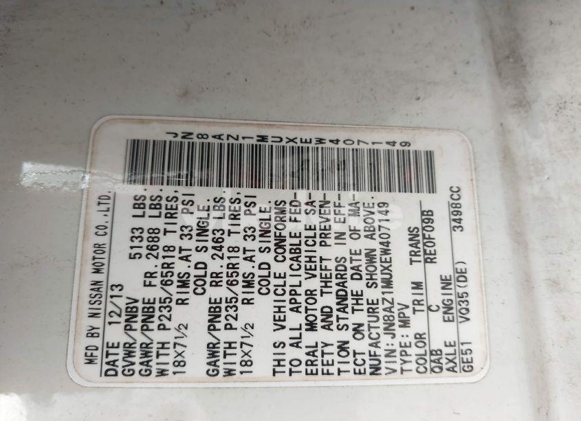 Photo 9 of 2014 Nissan Murano SL (VIN JN8AZ1MUXEW407149)