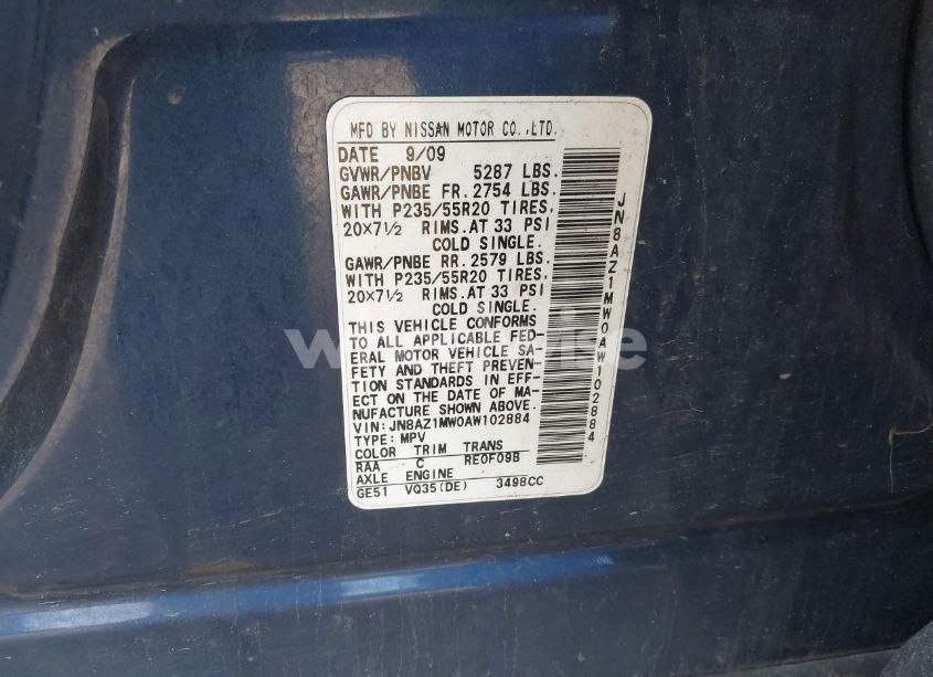 Photo 9 of 2010 Nissan Murano LE (VIN JN8AZ1MW0AW102884)