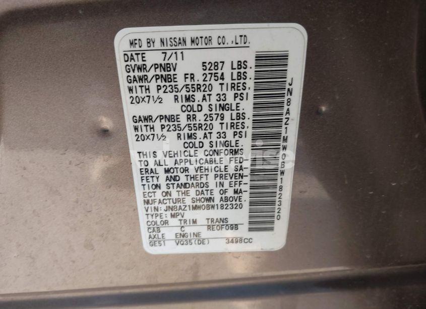 Photo 4 of 2011 Nissan Murano LE (VIN JN8AZ1MW0BW182320)