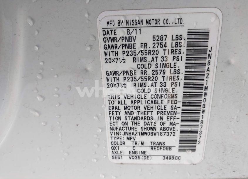 Photo 4 of 2011 Nissan Murano LE (VIN JN8AZ1MW0BW187372)