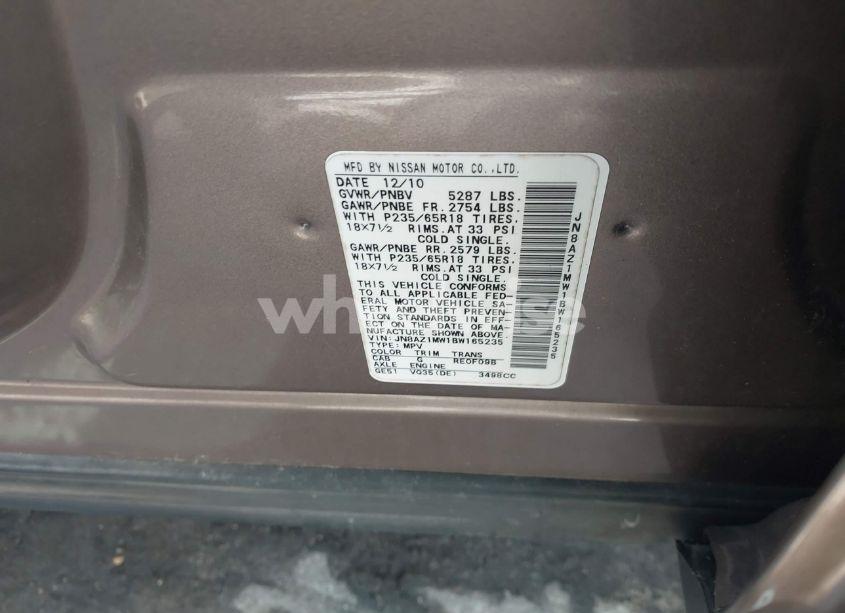 Photo 9 of 2011 Nissan Murano SV (VIN JN8AZ1MW1BW165235)