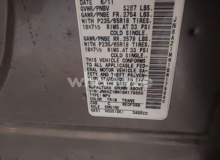 Photo 2 of 2011 Nissan Murano SL (VIN JN8AZ1MW1BW179880)