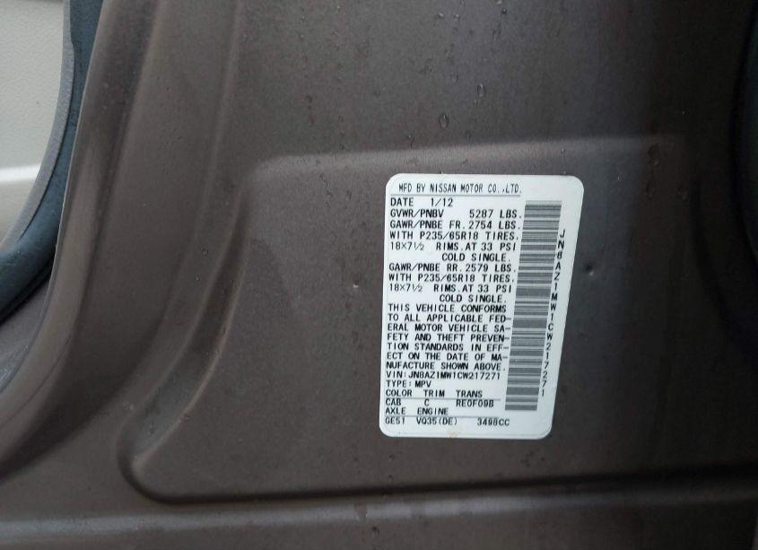 Photo 6 of 2012 Nissan Murano SL (VIN JN8AZ1MW1CW217271)