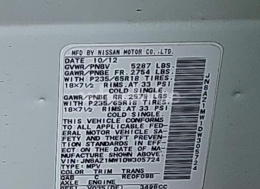 Photo 9 of 2013 Nissan Murano SV (VIN JN8AZ1MW1DW305724)