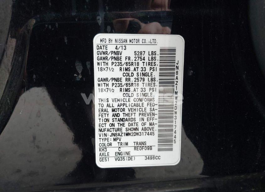 Photo 9 of 2013 Nissan Murano SL (VIN JN8AZ1MW2DW317445)