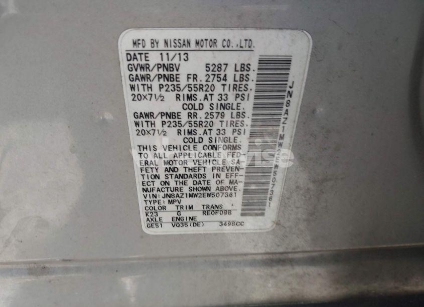 Photo 9 of 2014 Nissan Murano LE (VIN JN8AZ1MW2EW507361)