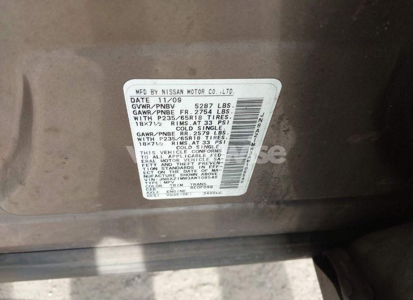 Photo 5 of 2010 Nissan Murano SL (VIN JN8AZ1MW3AW108548)