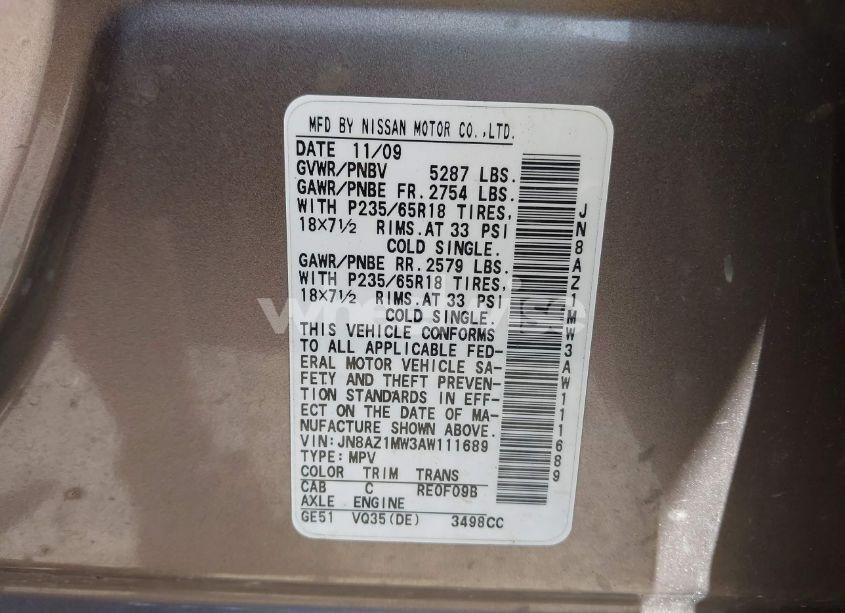 Photo 9 of 2010 Nissan Murano S (VIN JN8AZ1MW3AW111689)