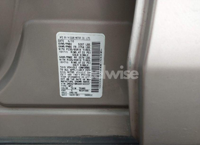 Photo 4 of 2010 Nissan Murano SL (VIN JN8AZ1MW3AW140237)