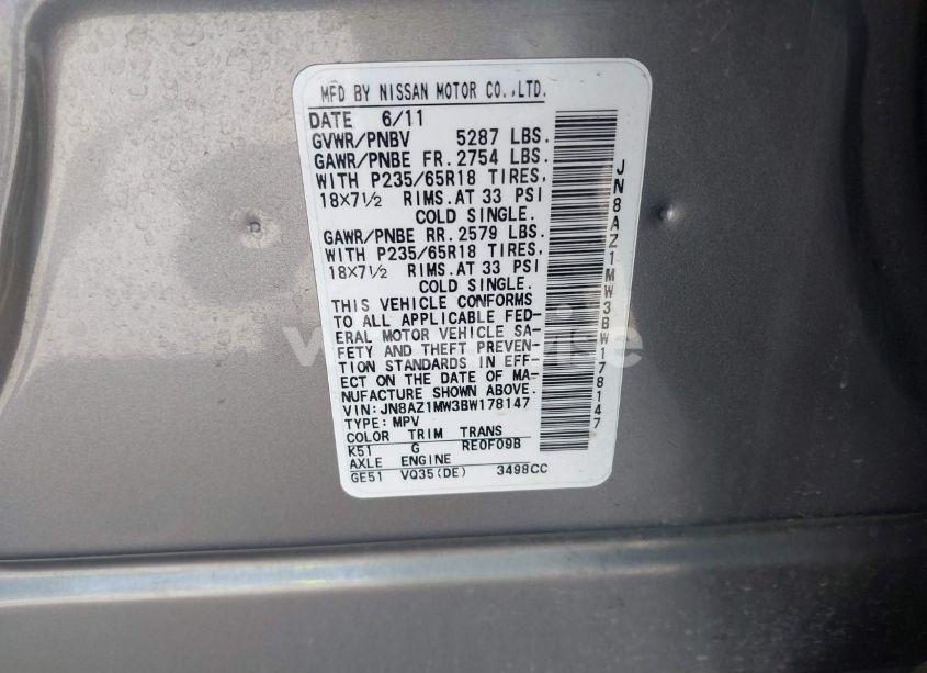 Photo 9 of 2011 Nissan Murano SL (VIN JN8AZ1MW3BW178147)