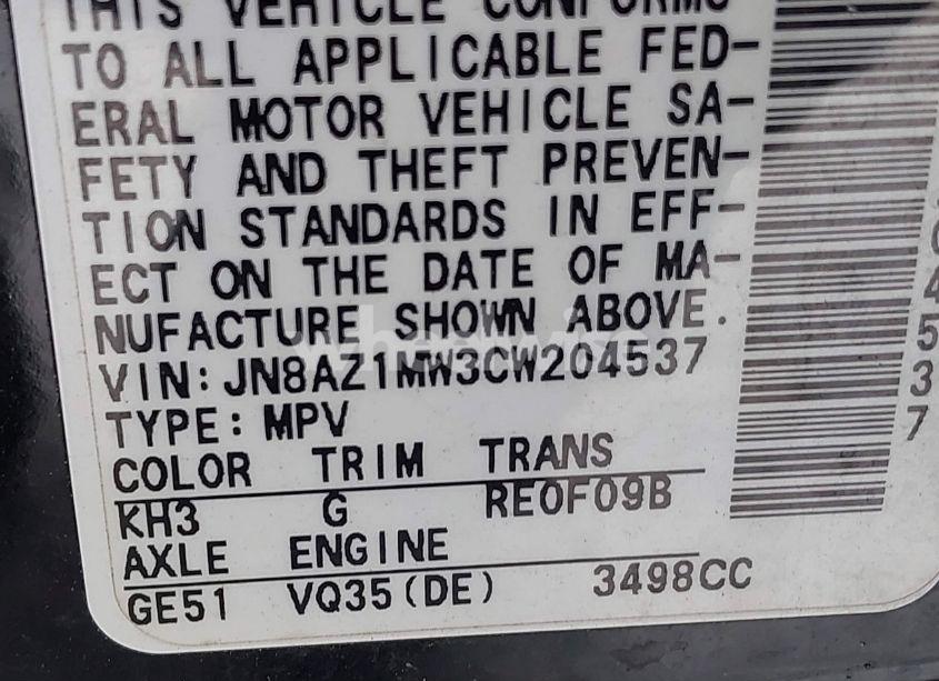 Photo 4 of 2012 Nissan Murano SL (VIN JN8AZ1MW3CW204537)