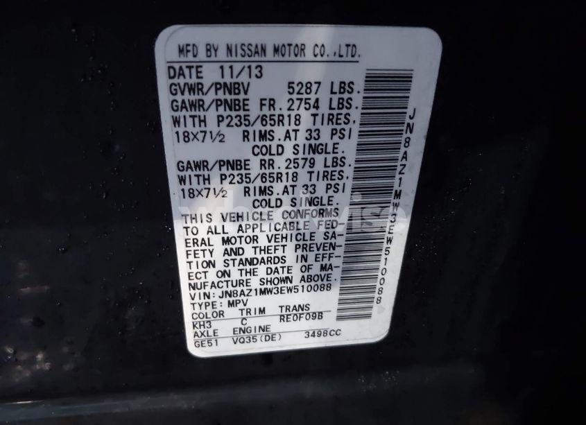 Photo 3 of 2014 Nissan Murano SV (VIN JN8AZ1MW3EW510088)