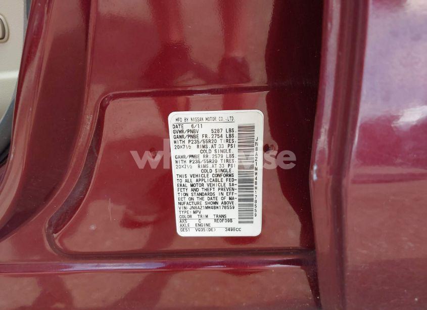 Photo 9 of 2011 Nissan Murano LE (VIN JN8AZ1MW4BW178559)