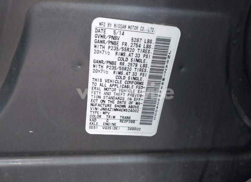 Photo 4 of 2014 Nissan Murano LE (VIN JN8AZ1MW4EW524002)