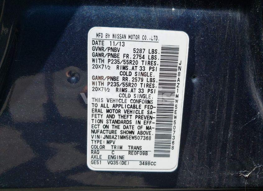 Photo 9 of 2014 Nissan Murano LE (VIN JN8AZ1MW5EW507368)