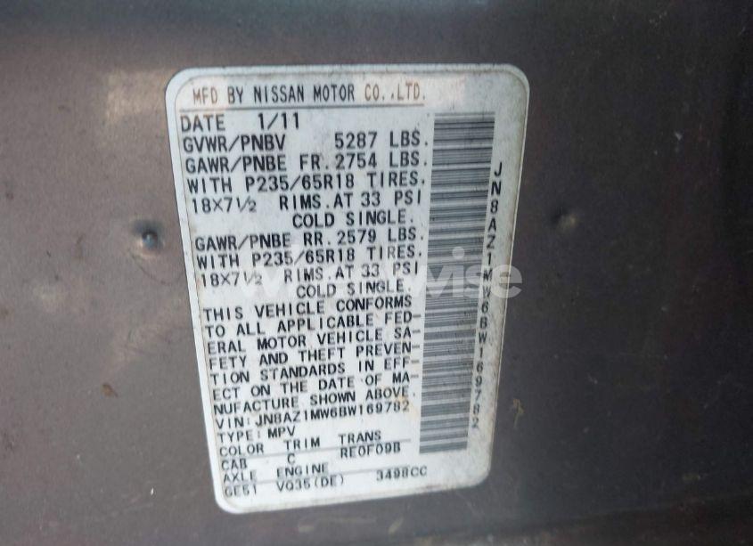 Photo 9 of 2011 Nissan Murano SL (VIN JN8AZ1MW6BW169782)