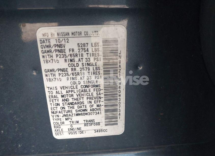 Photo 9 of 2013 Nissan Murano S (VIN JN8AZ1MW6DW307341)