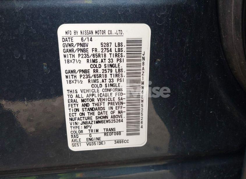 Photo 9 of 2014 Nissan Murano S (VIN JN8AZ1MW6EW525264)