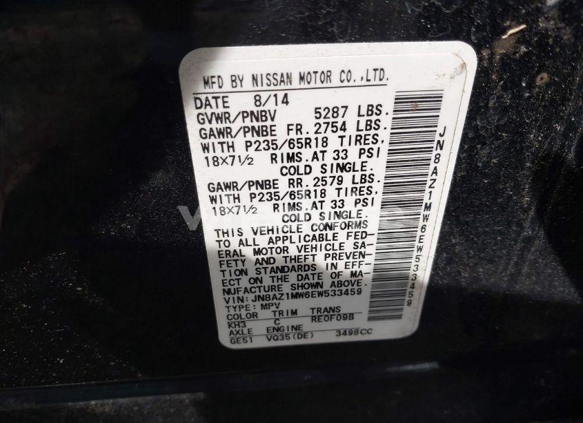 Photo 9 of 2014 Nissan Murano SL (VIN JN8AZ1MW6EW533459)