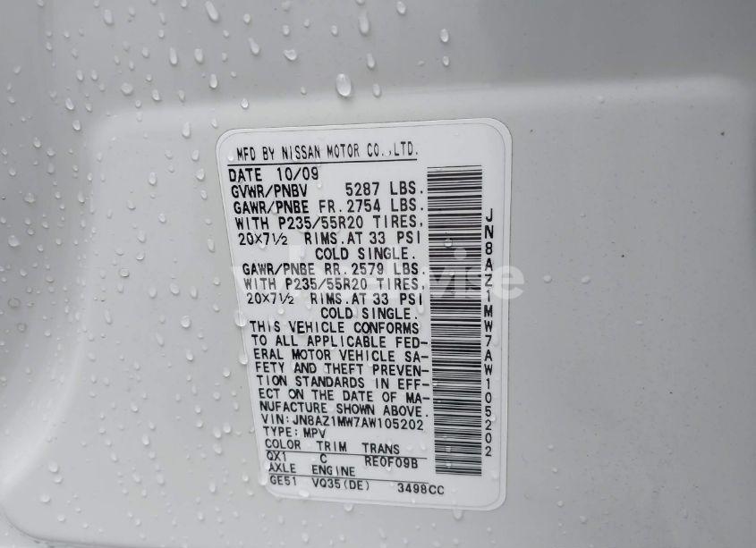 Photo 4 of 2010 Nissan Murano LE (VIN JN8AZ1MW7AW105202)