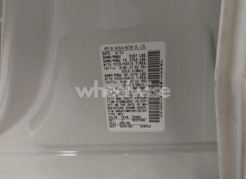 Photo 9 of 2010 Nissan Murano SL (VIN JN8AZ1MW7AW139740)